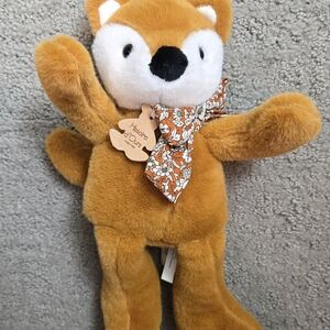Plush Fox Toy with Floral Bow